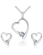 Lulu  Jane Set de colier placat cu rodiu si cercei decorati cu cristale europene - Argintiu