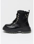 Lumberjack Bocanci de piele ecologica cu aplicatii stea Rising - Negru