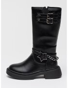 Lumberjack Cizme cu catarame decorative si land decorativ - Negru