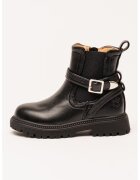 Lumberjack Ghete Chelsea de piele cu detaliu curea - Negru