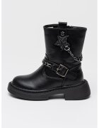 Lumberjack Ghete de piele ecologica cu lant decorativ Brookie - Negru