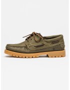 Lumberjack Pantofi boat din piele Newton - Kaki inchis