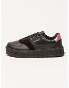 Lumberjack Pantofi sport cu platforma si insertii de piele intoarsa ecologica - Negru stins