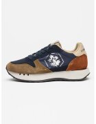 Lumberjack Pantofi sport din piele intoarsa cu imprimeu logo Dust - Maro/Bleumarin