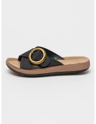 Lumberjack Papuci de piele cu catarama - Negru/Maro inchis