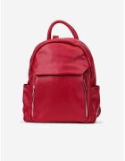 Made in Italy Rucsac dama rosu din piele texturata cu buzunare