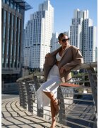 Mai Collection Fusta HiCCUP - Fusta din satin cu detalii din dantela - Alb