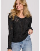 Makover Pulover scurt cu model perforat - - Gri inchis