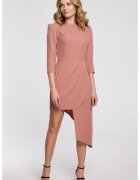 Makover Rochie cu tiv asimetric si pliuri - - Roz