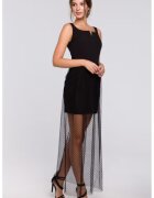 Makover Rochie lunga cu tiv cu buline - - Negru