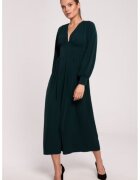 Makover Rochie maxi cambrata in talie cu decolteu in V - - Verde