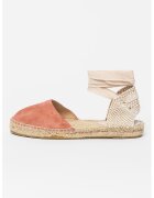 Manebi Espadrile de piele intoarsa - Bej/Rosu stins