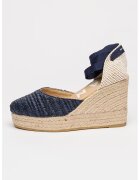 Manebi Espadrile din material textil cu talpa wedge - Albastru ultramarin/Bej