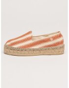 Manebi Espadrile din material textil Portofino - Alb fildes/Bej/Caramiziu
