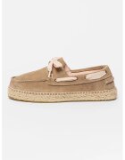 Manebi Pantofi boat de piele intoarsa - Maro taupe deschis