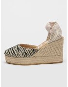 Manebi Sandale-espadrile wedge cu model zebra - Alb fildes/Negru