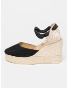 Manebi Sandale-espadrile wedge de piele intoarsa - Negru