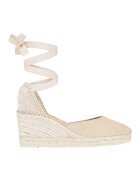 Manebi Sandale tip espadrile wedge Hamptons - Bej/Maro nisip