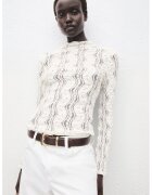 MANGO Bluza din amestec de bumbac cu peforatii - Alb