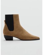 MANGO Botine din piele intoarsa - Negru/Maro deschis