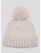 MANGO Caciula din tricot cu canaf - Crem