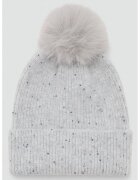 MANGO Caciula din tricot cu ciucure - Gri deschis