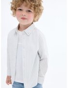MANGO Camasa din bumbac cu model in dungi - Alb/Verde pal