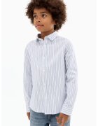 MANGO Camasa regular-fit din bumbac - Albastru prafuit/Alb optic