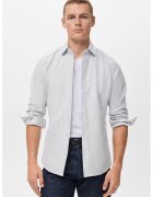 MANGO Camasa slim fit in dungi cu guler ascutit - Alb/Gri inchis