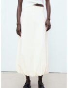 MANGO Fusta maxi cu talie inalta - Crem