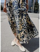 MANGO Fusta midi cu animal print - Alb/Negru/Portocaliu pal