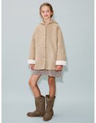 MANGO Haina din blana shearling sintetica cu gluga - Bej