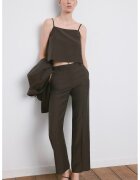 MANGO Pantaloni din amestec de lyocell cu croiala dreapta - Maro pamantiu