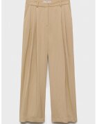 MANGO Pantaloni din amestec de lyocell cu pliuri - Maro nisip