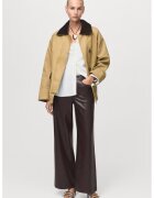 MANGO Pantaloni din piele ecologica cu croiala ampla - Violet tyrian