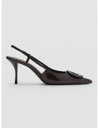 MANGO Pantofi slingback din piele ecologica - Maro inchis
