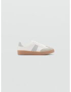 MANGO Pantofi sport cu detalii din piele intoarsa - Gri deschis/Alb murdar