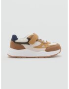 MANGO Pantofi sport cu insertii din plasa - Alb/Maro scortisoara/Bleumarin