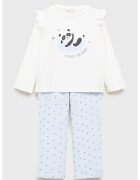 MANGO Pijama de bumbac cu imprimeu Panda - Alb/Albastru deschis