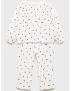 MANGO Pijama de bumbac cu model - Alb/Albastru inchis