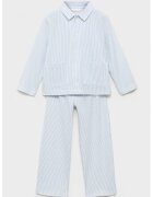 MANGO Pijama din bumbac cu dungi - Alb/Albastru