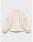 MANGO Pulover cu decupaje discrete - Alb fildes