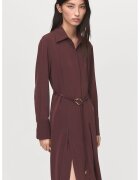 MANGO Rochie-camasa cu o curea din piele ecologica - Maro cognac