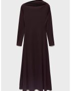 MANGO Rochie midi cu decolteu drapat - Visiniu