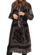 MANGO Rochie midi - neagra - poliester - guler ridicat - evazata -