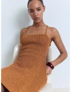 MANGO Rochie mini cu bretele incrucisate pe spate - Caramel