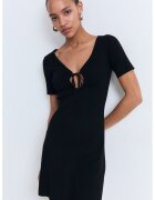 MANGO Rochie scurta cu decolteu in V - Negru