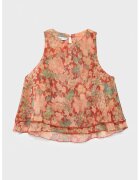 MANGO Top fara maneci cu imprimeu floral - Piersica/Caramiziu/Verde sparanghel
