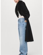 MANGO Trenci lung din amestec de lana cu garnitura de blana sintetica - Negru