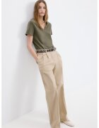 MANGO Tricou lejer cu decolteu in V - Bej inchis